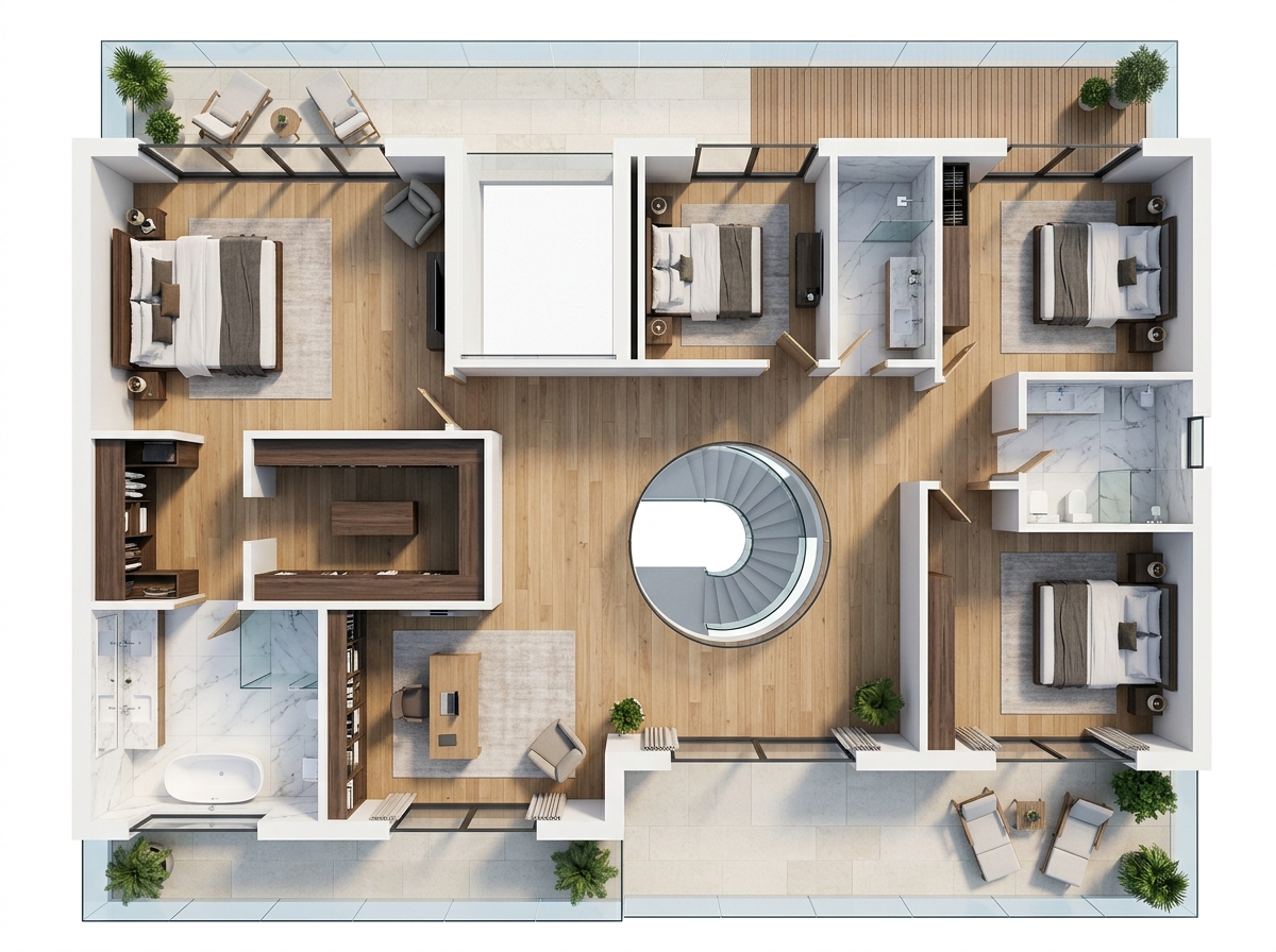 Architektonischer Grundriss 1. Obergeschoss